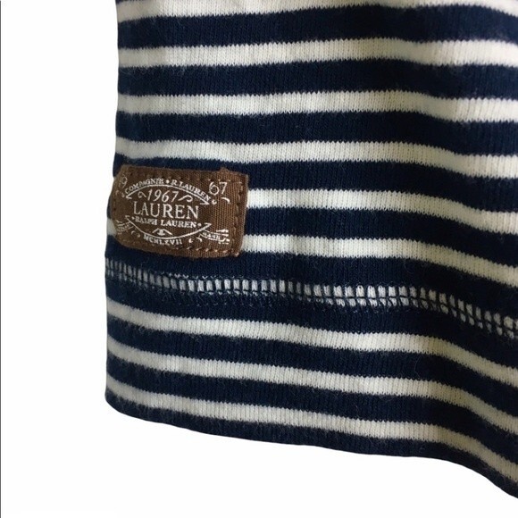 LAUREN RALPH LAUREN Top Stripe Faux Suede Elbow Patch Zipper Detail Size Large - Picture 6 of 9